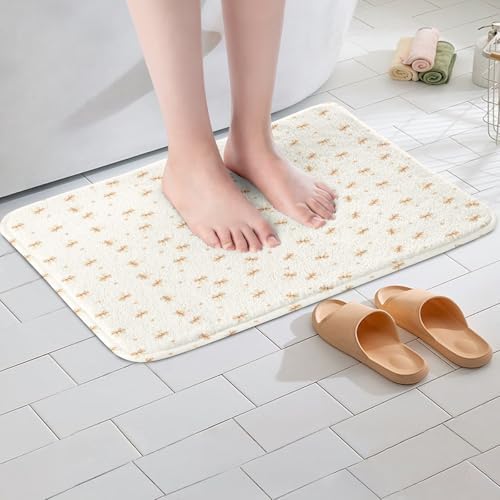 Cute Bow Bowknot Bath Rug for Kids 16x24 Inch Light Brown