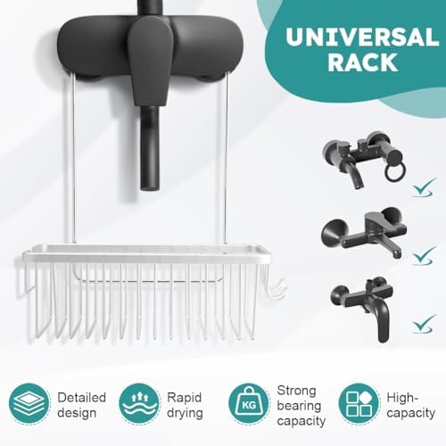 Hanging Shower Organizer with Deepened Design and Side Hooks