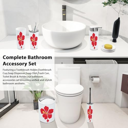 Bathroom Accessory Set 6 Piece Boho Tropical Style