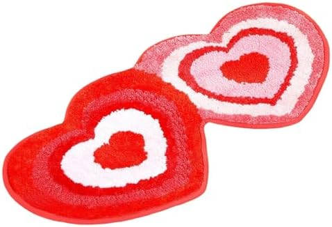 Valentines Day Heart Shaped Bath Mat - Pink Non Slip Cute Room Decor
