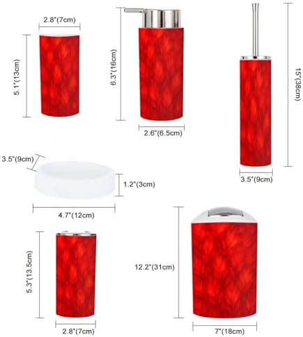Boho Red Orange Bathroom Accessory Set 6 Piece 1