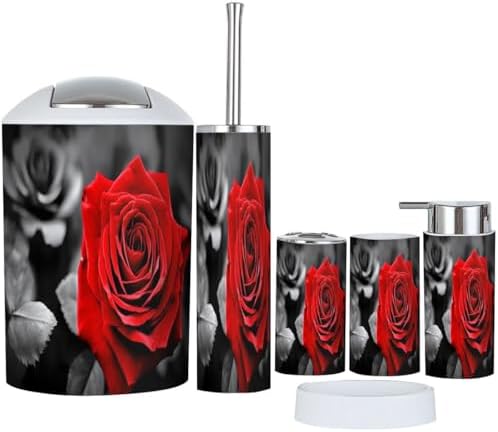 Bathroom Accessory Set 6 Piece Modern Boho Design