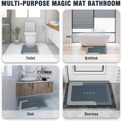 UGRASEA 3-Piece Modern Bath Mat Set Non-Slip Absorbent Quick-Drying Stain-Resistant Dark Gray