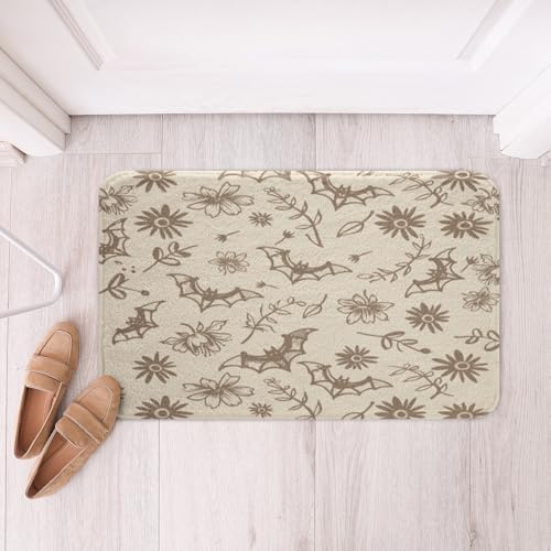 Jejeloiu Bats Bath Rug Halloween Decor 16x24 inch Non-Slip Shaggy