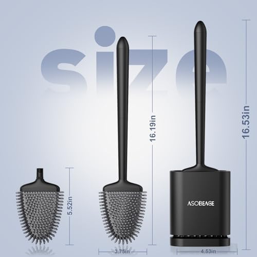ASOBEAGE Deep Cleaner Toilet Brush with No-Slip Handle and Quick Drying Holder