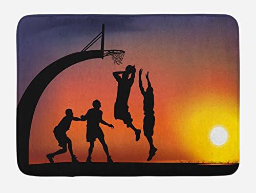 Ambesonne Teen Room Bath Mat with Sunset Basketball Print
