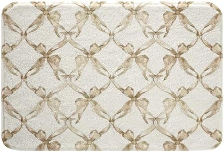 Jejeloiu Beige Bow Bath Mat 16x24 Inch Non-Slip