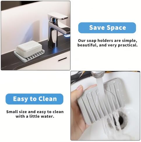 Eduftis 2Pcs Self-Draining Soap Dish for Bathroom Sink