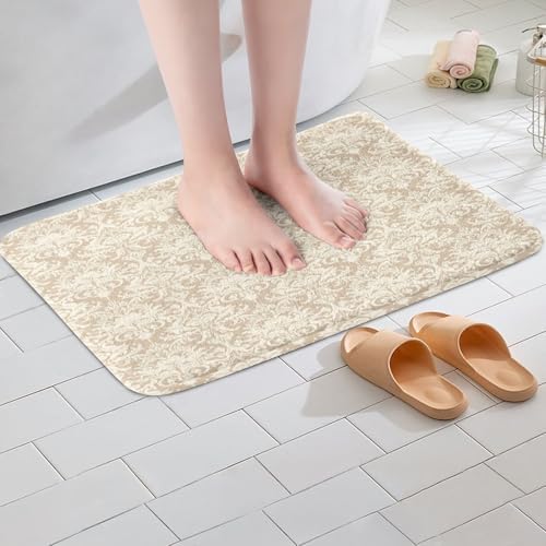 Feelyou 16x24 Inch Jacquard Bath Mat Brown