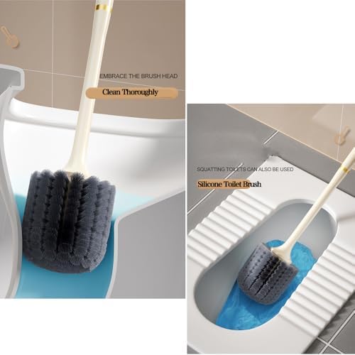 FUXINGQIYE Toilet Brush and Holder Set with Silicone Head