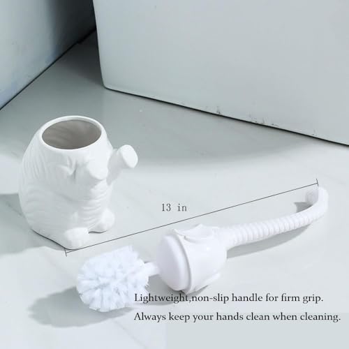 AORTULL Toilet Brush Set with Ceramic Holder and Elephant Design