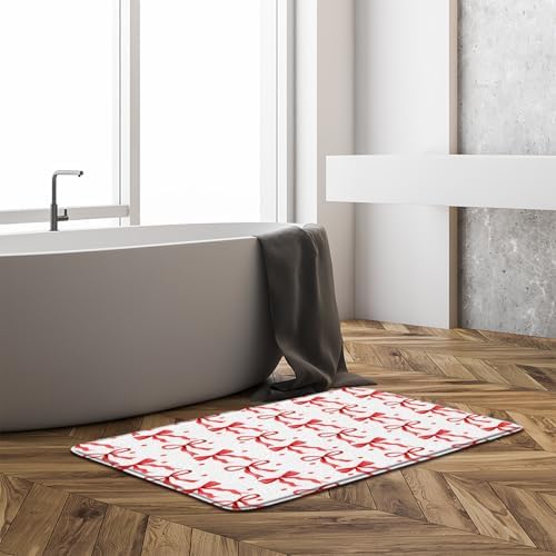 Cute Bow Bath Mat Red Polka Dot Modern Design