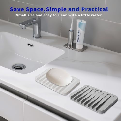 Eduftis 2Pcs Self-Draining Soap Dish for Bathroom Sink