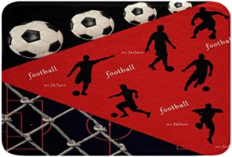 Boys Soccer Fleece Door Rug 24x16 Inches Red Black