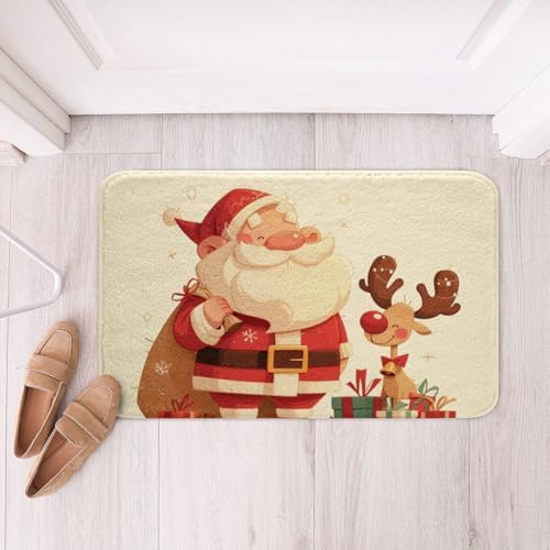 Feelyou Merry Christmas Bath Mat 16x24 Santa Claus Rug for Kids