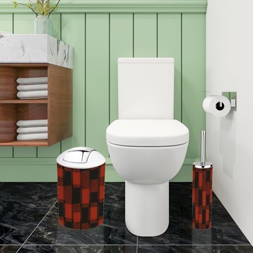 TRANQDEHOM 6-Piece Boho Plaid Bathroom Accessory Set