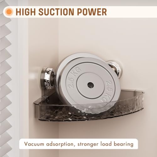 MEIGESI Acrylic Corner Shower Caddy No-Drill Wall Mounted Gray Silver 1 Pack