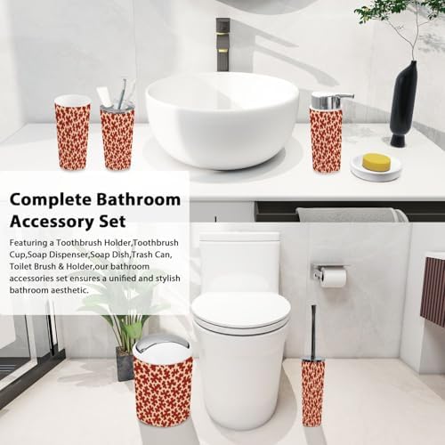 TRANQDEHOM 6 Piece Boho Cow Skin Bathroom Accessory Set