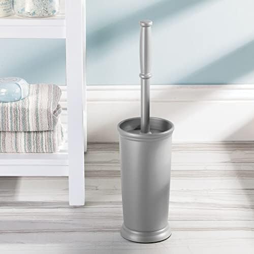 mDesign Modern Toilet Brush and Plunger Set with Holder - Gray