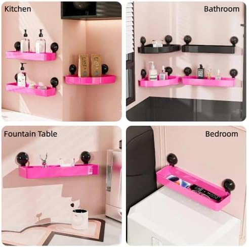 Pink Rectangle Shower Caddy with Suction Cup Shelf