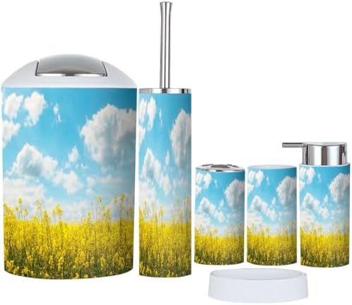 Boho Yellow Bath Accessory Set with 6 Pieces
