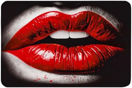 Yioniii Non-Slip Bathroom Mat 16x24inch Red Lip Pattern