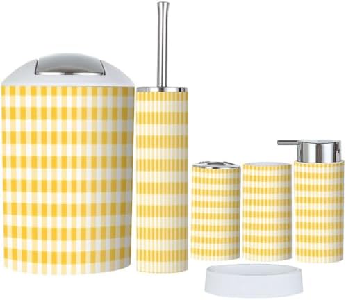 Boho Gingham Bathroom Accessory Set 6 Piece