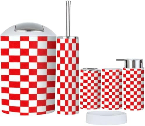Boho Chess Board Bathroom Accessories Set 6 Piece
