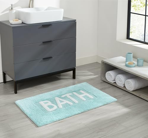 Creative Home Ideas Cotton Bath Rug Aqua Blue 21x34 1