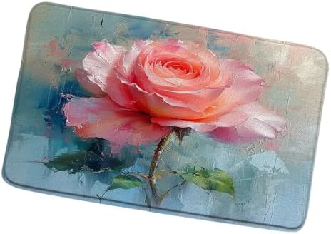 Elegant Rose Bath Mat 16x24 Inch Floral Design