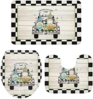 YESOF66 3 Piece Bathroom Rugs Set with Non-Slip Backing