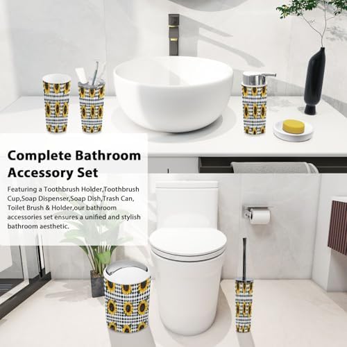 Boho Bright Sunflowers Bathroom Accessory Set 6 Piece 1