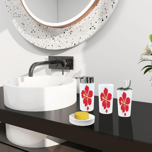 Bathroom Accessory Set 6 Piece Boho Tropical Style