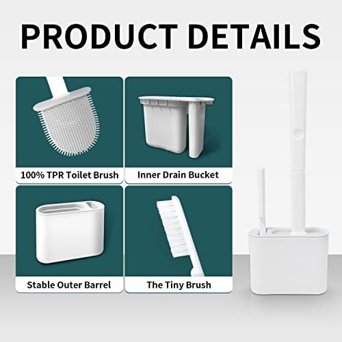 Silicone Toilet Brush Scrubber with Holder - Grey