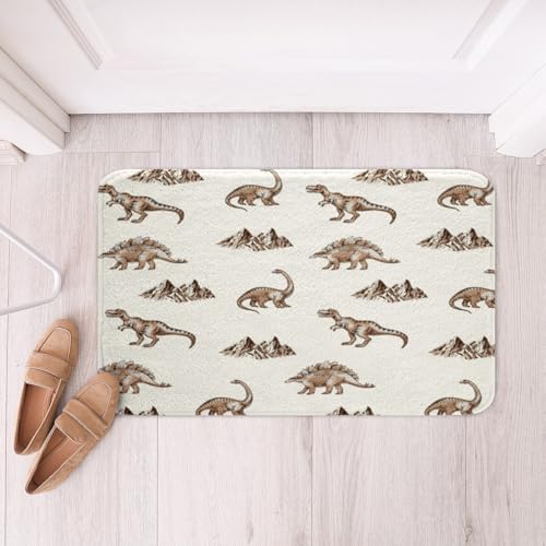 Jejeloiu Dinosaur Bath Mats 16x24 Inch Cartoon Jungle Rug for Kids and Adults