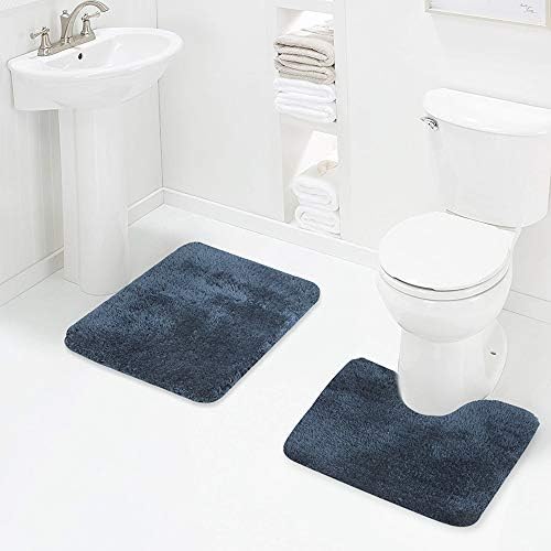 Walensee Bath Rug Set - 2 Piece Shaggy Navy Mats