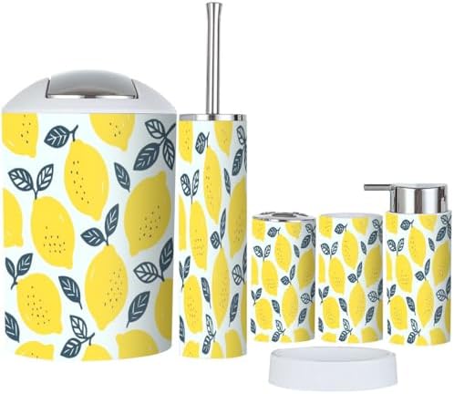Boho Fresh Lemons Bathroom Accessory Set 6 Piece