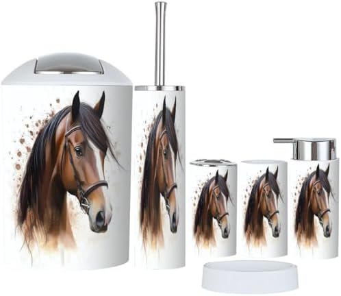 Boho Horse Head Bathroom Accessory Set 6 Piece 1