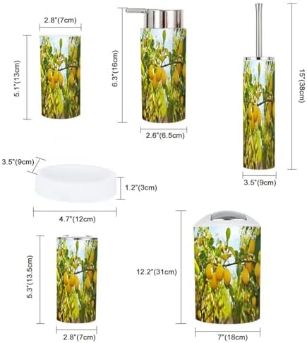 Boho Yellow Lemons Bathroom Accessory Set 6 Piece 1