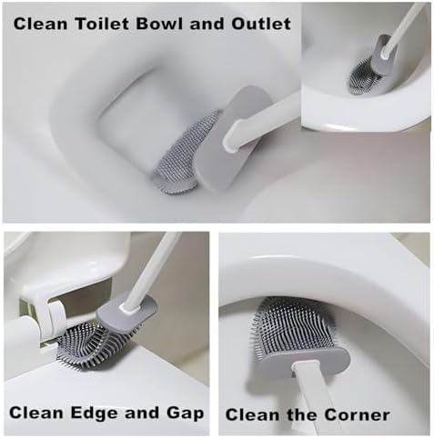 Agcldre Toilet Brush with Holder Set Black Gray