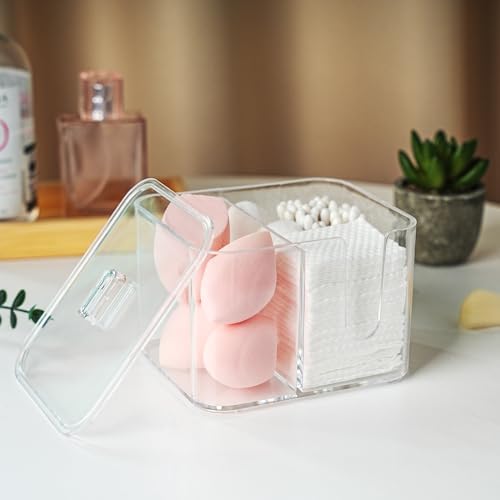 QTip Holder with 4 Compartments Clear Acrylic Organizer for Bathroom 1
