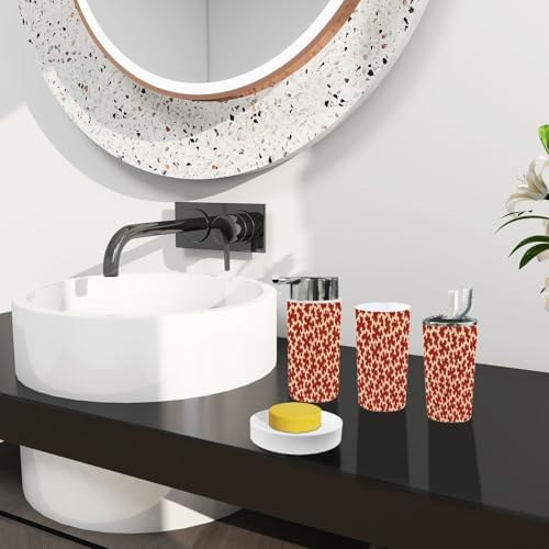 TRANQDEHOM 6 Piece Boho Cow Skin Bathroom Accessory Set