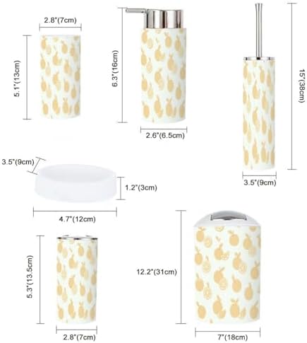 6-Piece Boho Flat Orange Tropical Fruit Bathroom Accessory Set