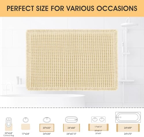 IM HOME Waffle Bath Mat Light Beige 32x20