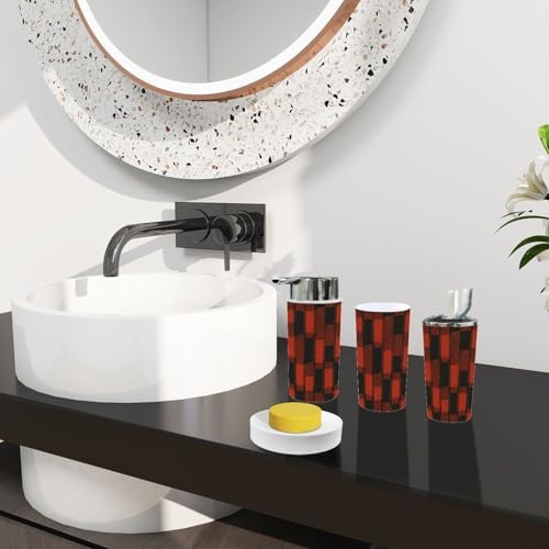 TRANQDEHOM 6-Piece Boho Plaid Bathroom Accessory Set