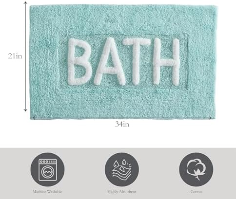 Creative Home Ideas Cotton Bath Rug Aqua Blue 21x34 1