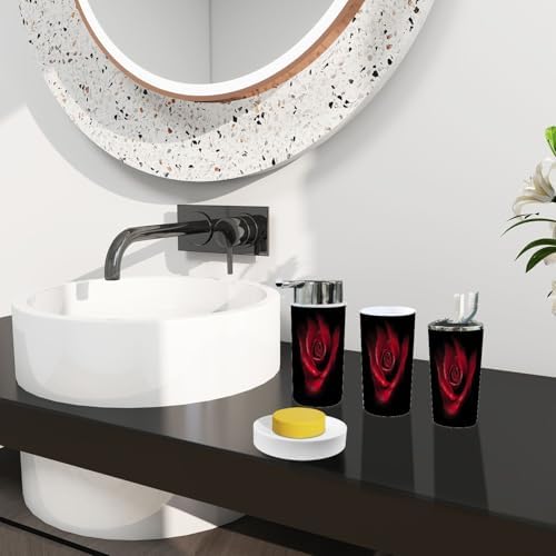 Boho Red Rose Bathroom Accessories Set of 6