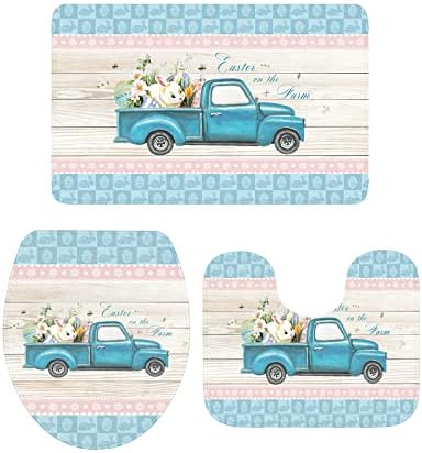YESOF66 3 Piece Bathroom Rug Set with Non-Slip Base