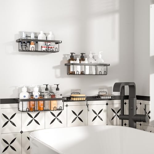 5-Pack Adhesive Shower Caddies with Rustproof Shelves