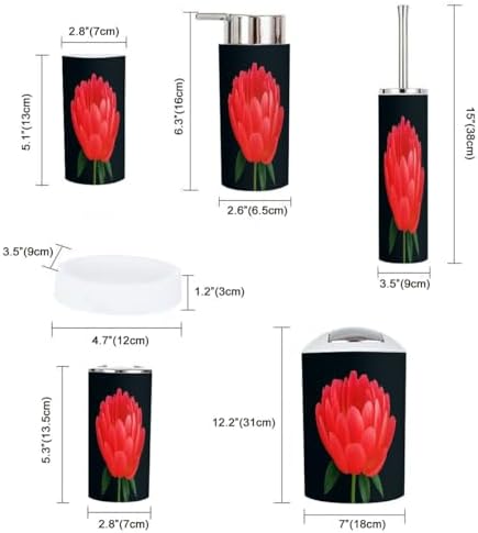 TRANQDEHOM Boho Red Bathroom Accessory Set 6 Piece